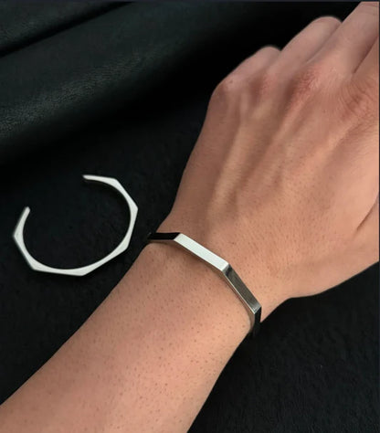 Stainless Steel Hexagon Cuff Bangle